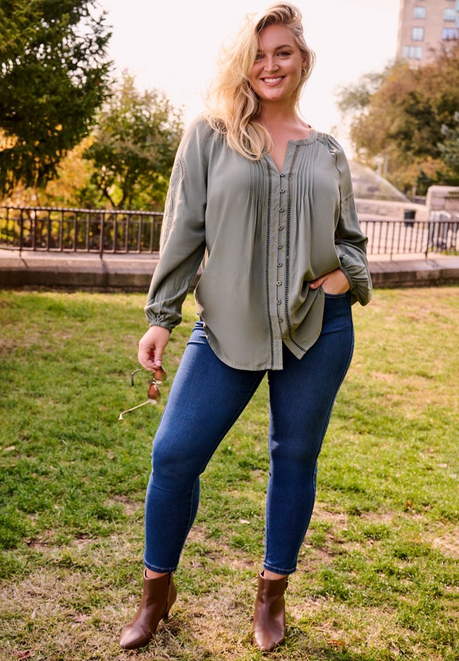 Gabby Embroidered Pintuck Shirt image number 1