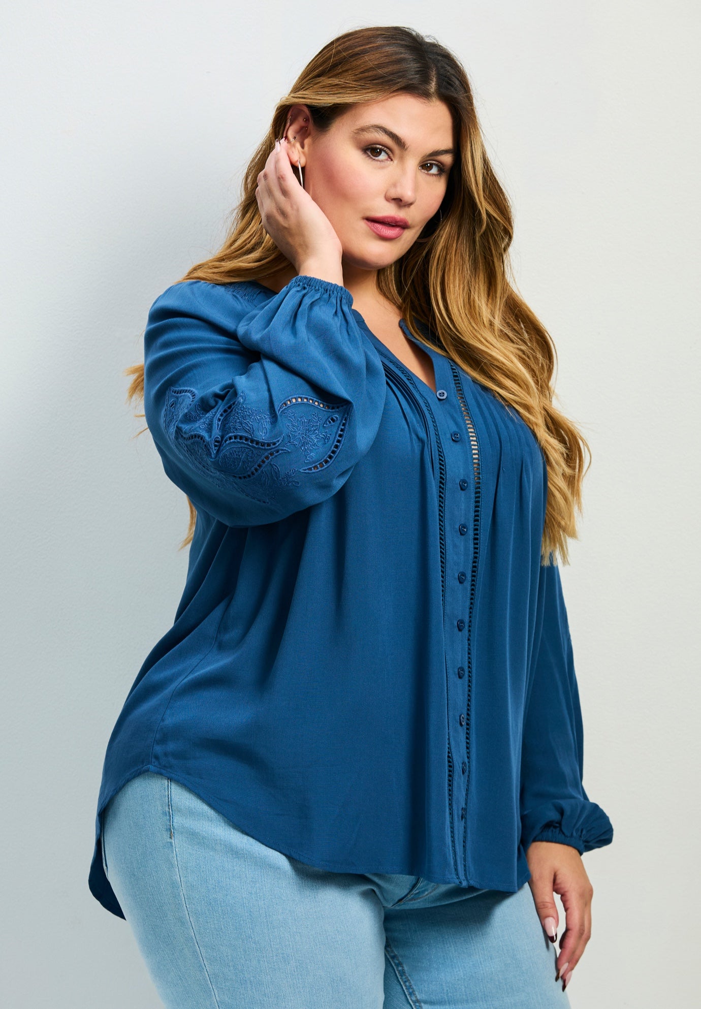 Gabby Embroidered Pintuck Shirt image number 1