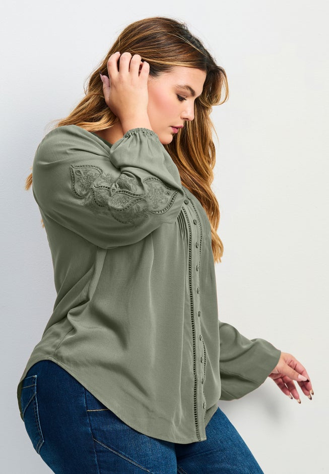 Gabby Embroidered Pintuck Shirt image number 3