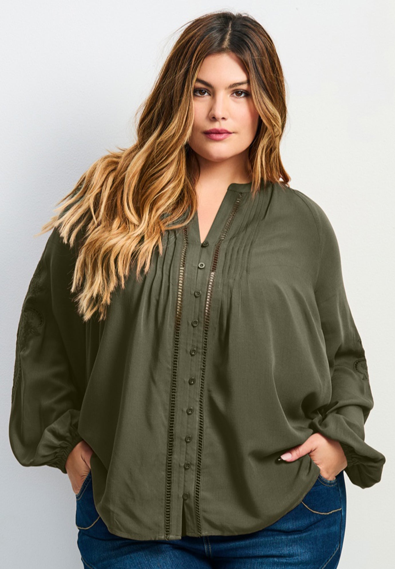 Gabby Embroidered Pintuck Shirt image number 0