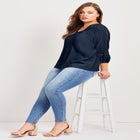 Embroidered Lace Detail Peasant Blouse image number null