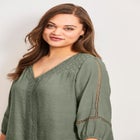 Embroidered Lace Detail Peasant Blouse image number null