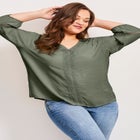 Embroidered Lace Detail Peasant Blouse image number null