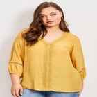 Embroidered Lace Detail Peasant Blouse image number null