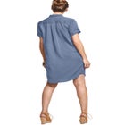 Linen-Blend Button-Front Collared Shirtdress image number 1