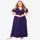 Long Lace Top Stretch Knit Gown image number null