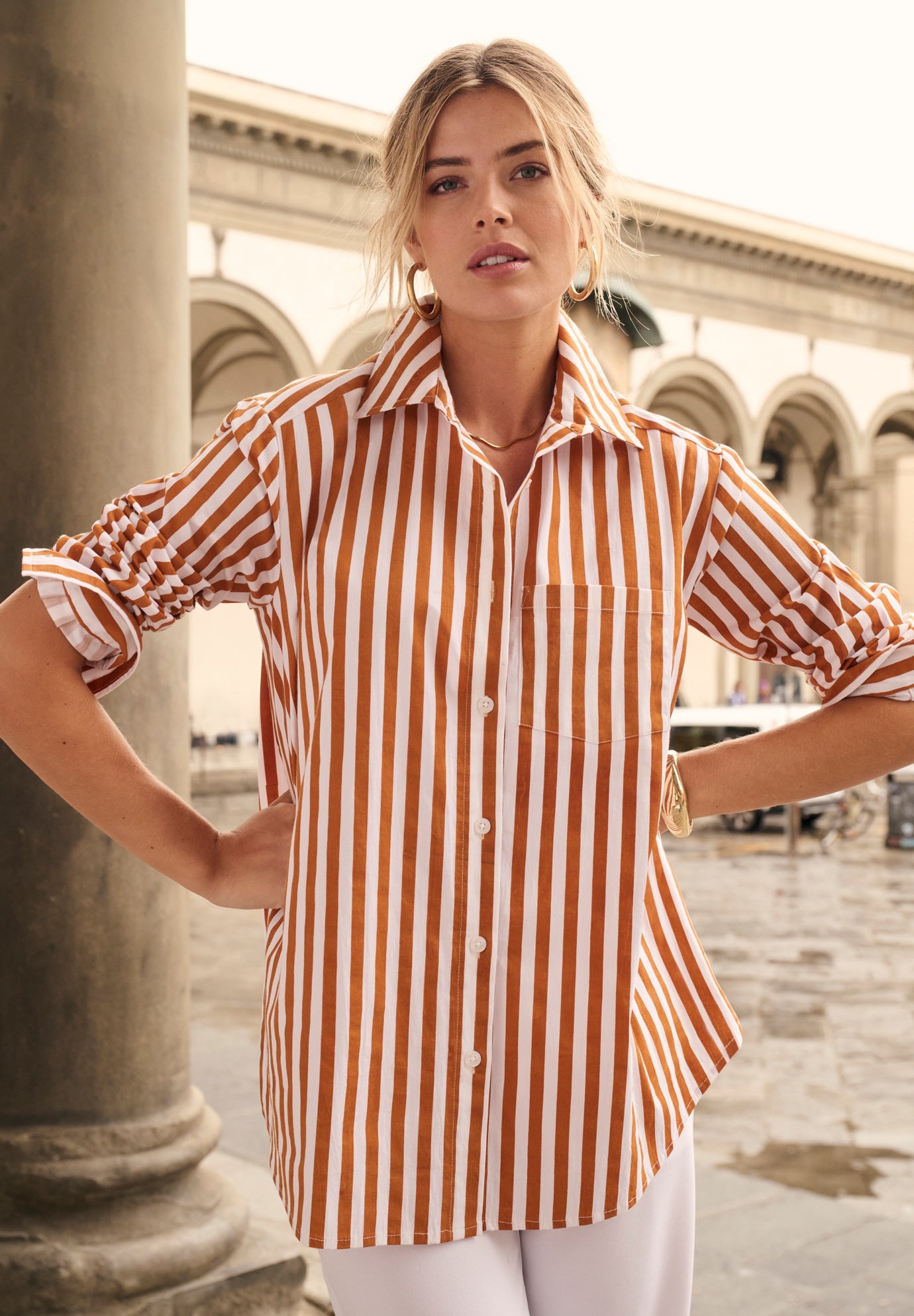 Stretch Cotton Oversized Shirt image number 0