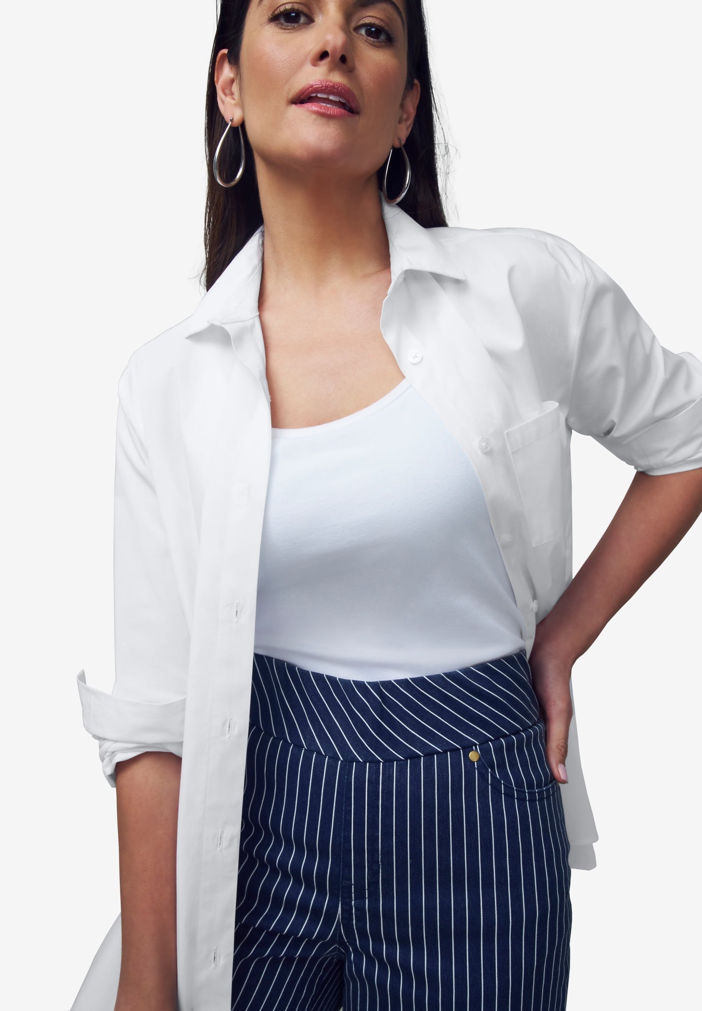 Wrinkle-Free Stretch Cotton Oversized Shirt image number 6