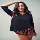 Stretch Cotton Henley Top image number null