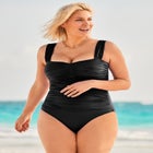 Shirred Sweetheart One Piece Swimsuit image number null