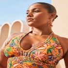 Braid Trim Halter Tankini Top image number 3