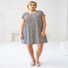 Cotton Spandex A-Line Scoop Neck Short Sleeve Tee Dress image number null