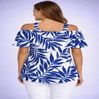 Stretch Knit Cold Shoulder Ruffle Tunic image number 1