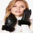 Faux Fur Leather Gloves image number null