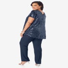 Plus-Size 2 Piece S/S Sequin Top and Pant Set image number 2