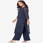 Plus Size 3-Piece Allover Lace Duster Pant Set &ndash; Formal Wear image number 3