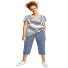Stretch Cotton Poplin Mid-Rise Seamed Capri image number null