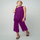 2-Piece Stretch Knit Lace Trim Crop Set image number null