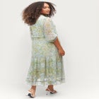 Crinkle Chiffon Ruffle Notch Neck Empire Waist Elbow-Length Sleeve Maxi Dress image number 1