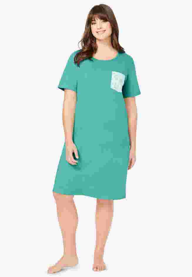 Printed Sleepshirt with Pocket image number 0
