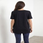 Stretch Jersey Knit A-Line Relaxed V-Neck Short Sleeve Tunic image number 1