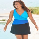 Colorblock Fit-And-Flare Swim Dress image number null