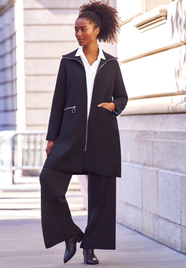 Relaxed Button Front Stretch Tunic Shirt image number null