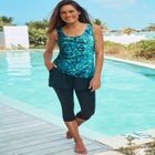 Longer-Length Scoop Neck Tankini Top image number null