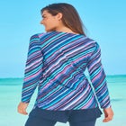 Split-Neck Long Sleeve Swim Tee with Built-In Bra image number null