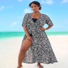 Faux-Wrap Swim Cover Up image number null