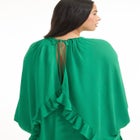 Ruffled Chiffon Cape Maxi Dress image number null