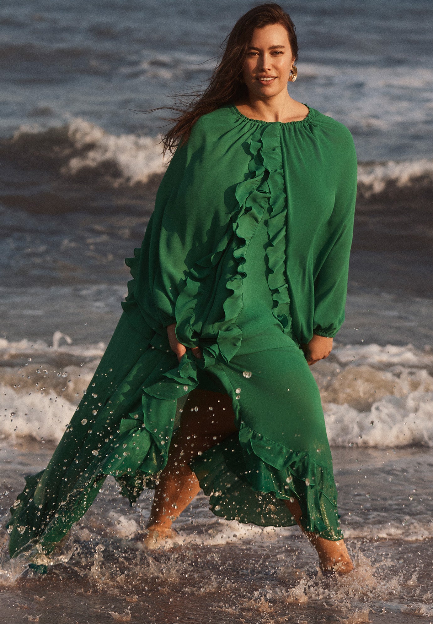 Ruffled Chiffon Cape Maxi Dress image number 0