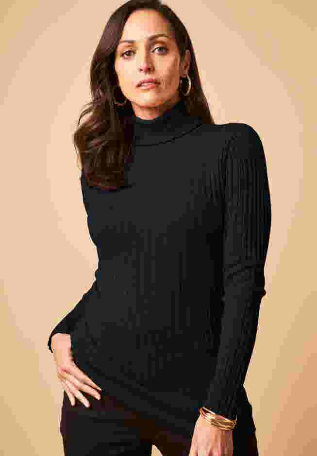 Ribbed Cotton Turtleneck Sweater image number 0