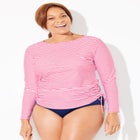 Chlorine Resistant Side-Tie Long Sleeve Swim Shirt Rash Guard image number null