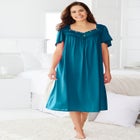 Short Silky Lace-Trim Gown image number null