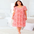 Short Silky Lace-Trim Gown image number null