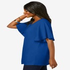 Stretch Knit Flutter Sleeve Tunic image number null