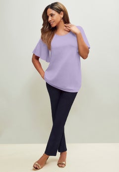 Stretch Knit Flutter Sleeve Tunic
