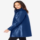 A-Line Zip Front Leather Jacket image number null