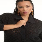Crochet Button Down Shirt image number null