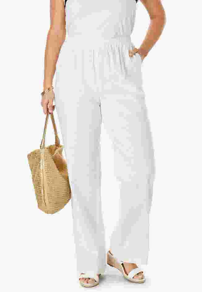 Lightweight Linen-Blend Straight-Leg Pants image number 2