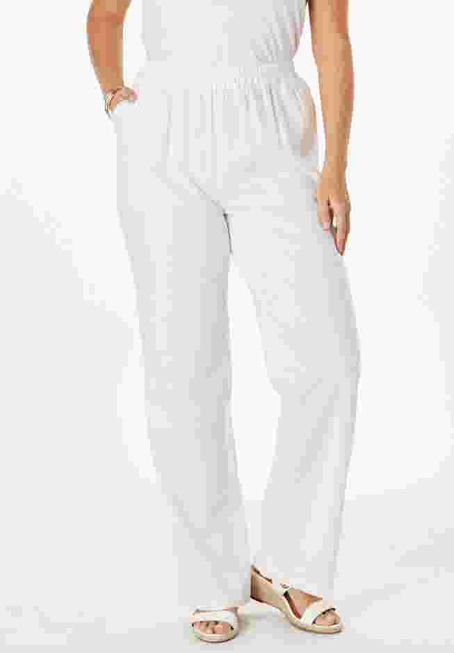 Lightweight Linen-Blend Straight-Leg Pants image number 3