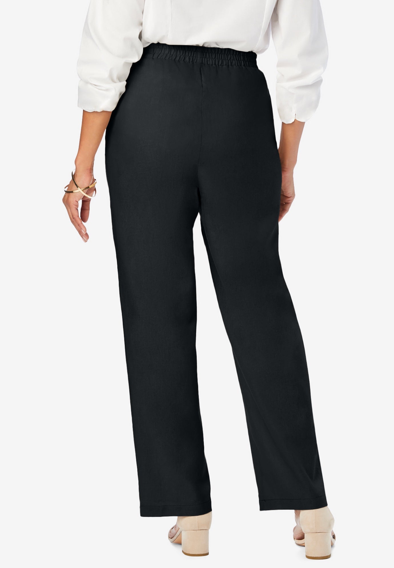 Lightweight Linen-Blend Straight-Leg Pants image number 2