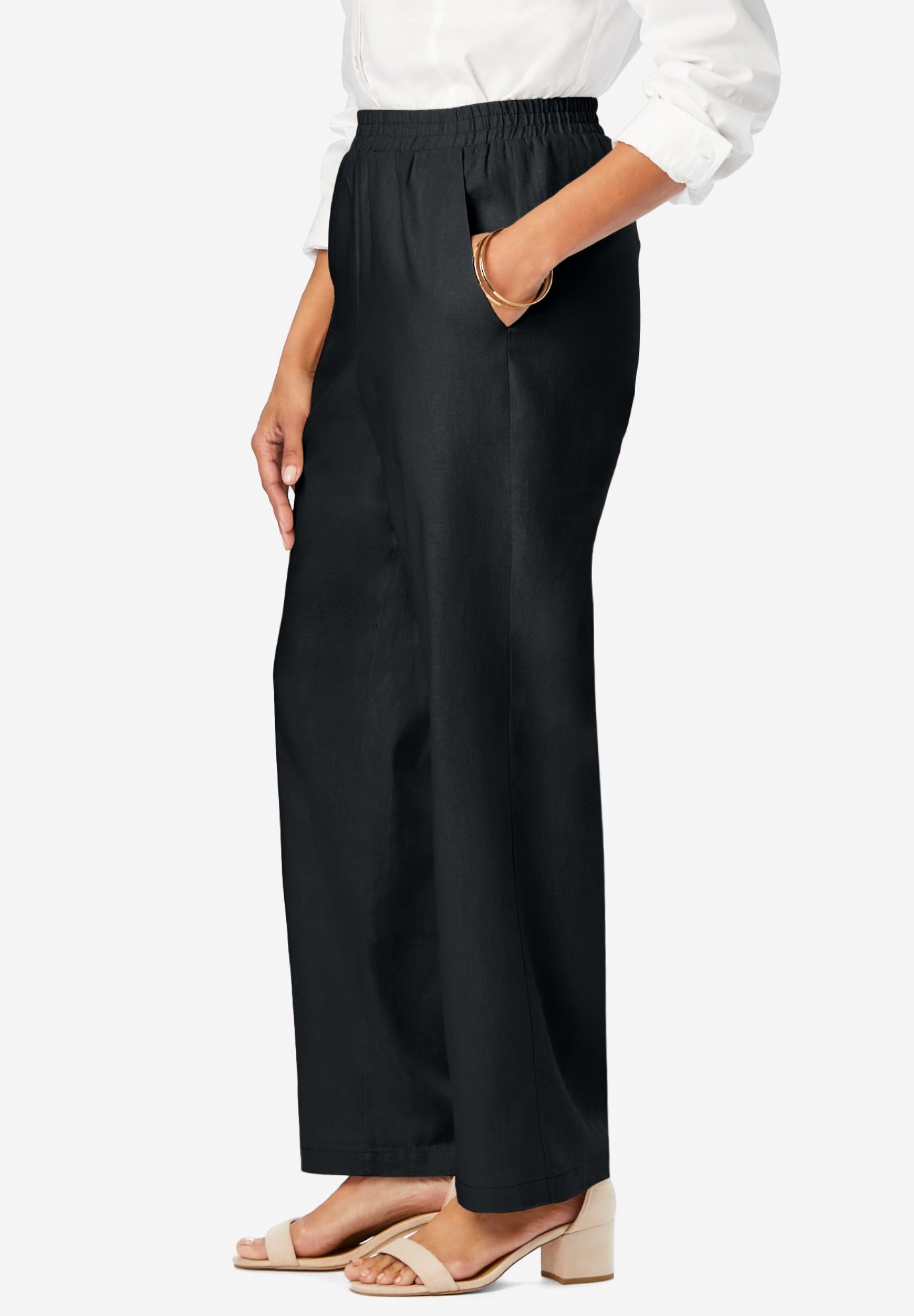 Lightweight Linen-Blend Straight-Leg Pants image number 3