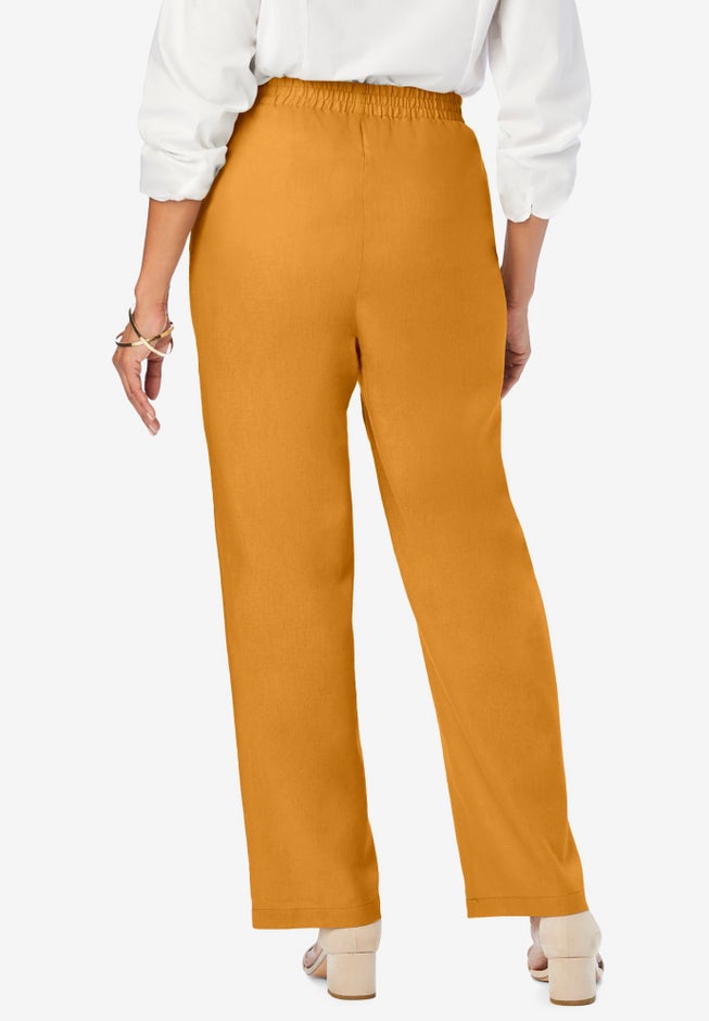 Lightweight Linen-Blend Straight-Leg Pants image number 1
