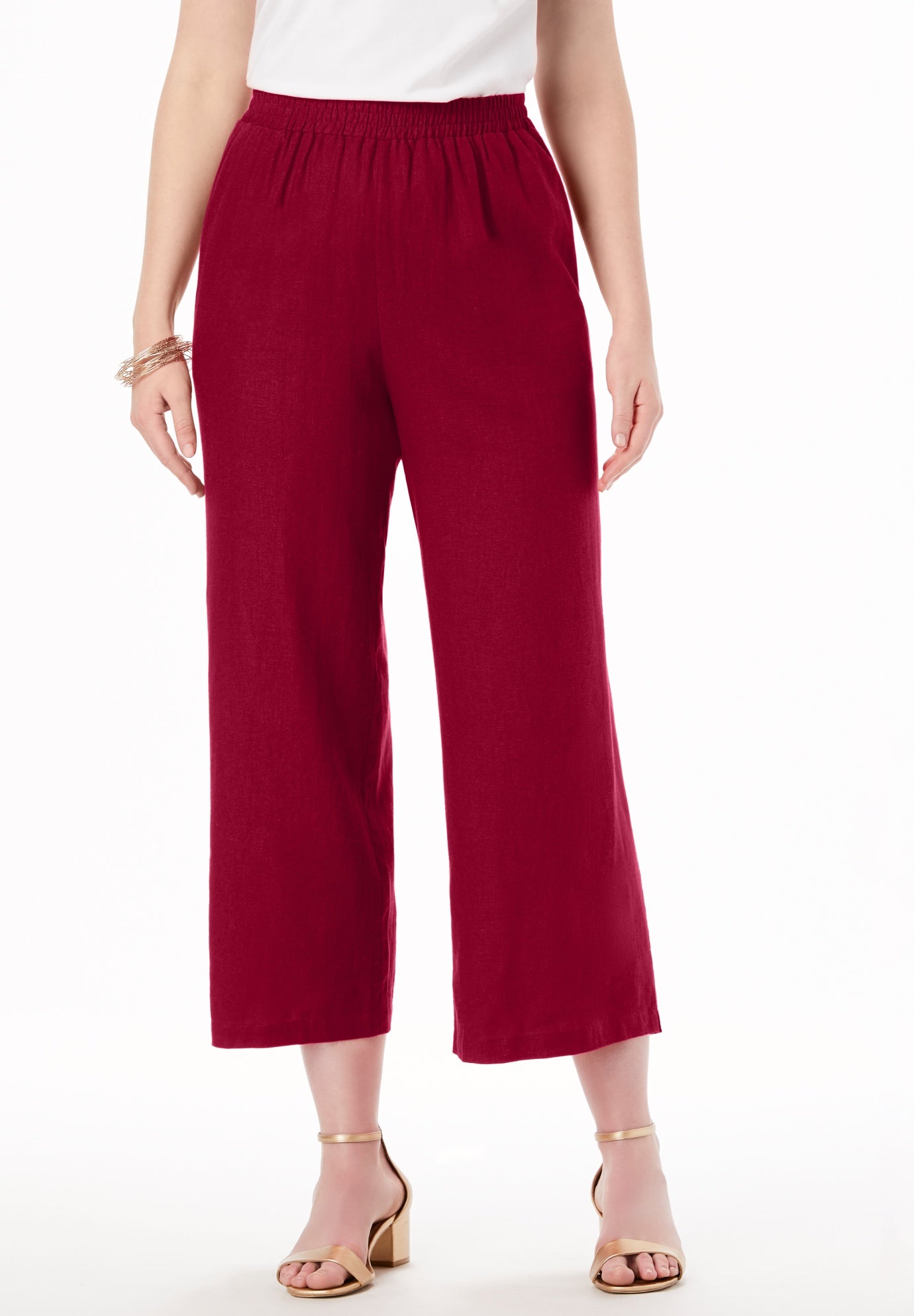 Wide Leg Linen Crop Pant image number 0