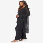 Plus Size Beaded Georgette Scoop Neck 3-Piece Pant Set image number 4