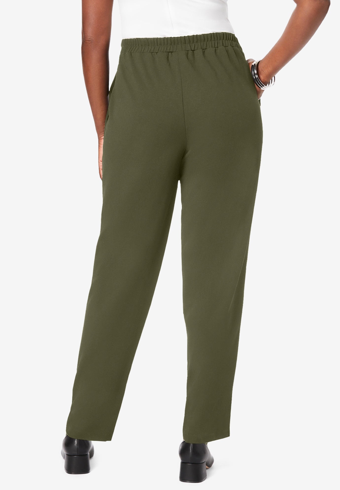 Stretch Knit Crepe Straight Leg Pants image number 2