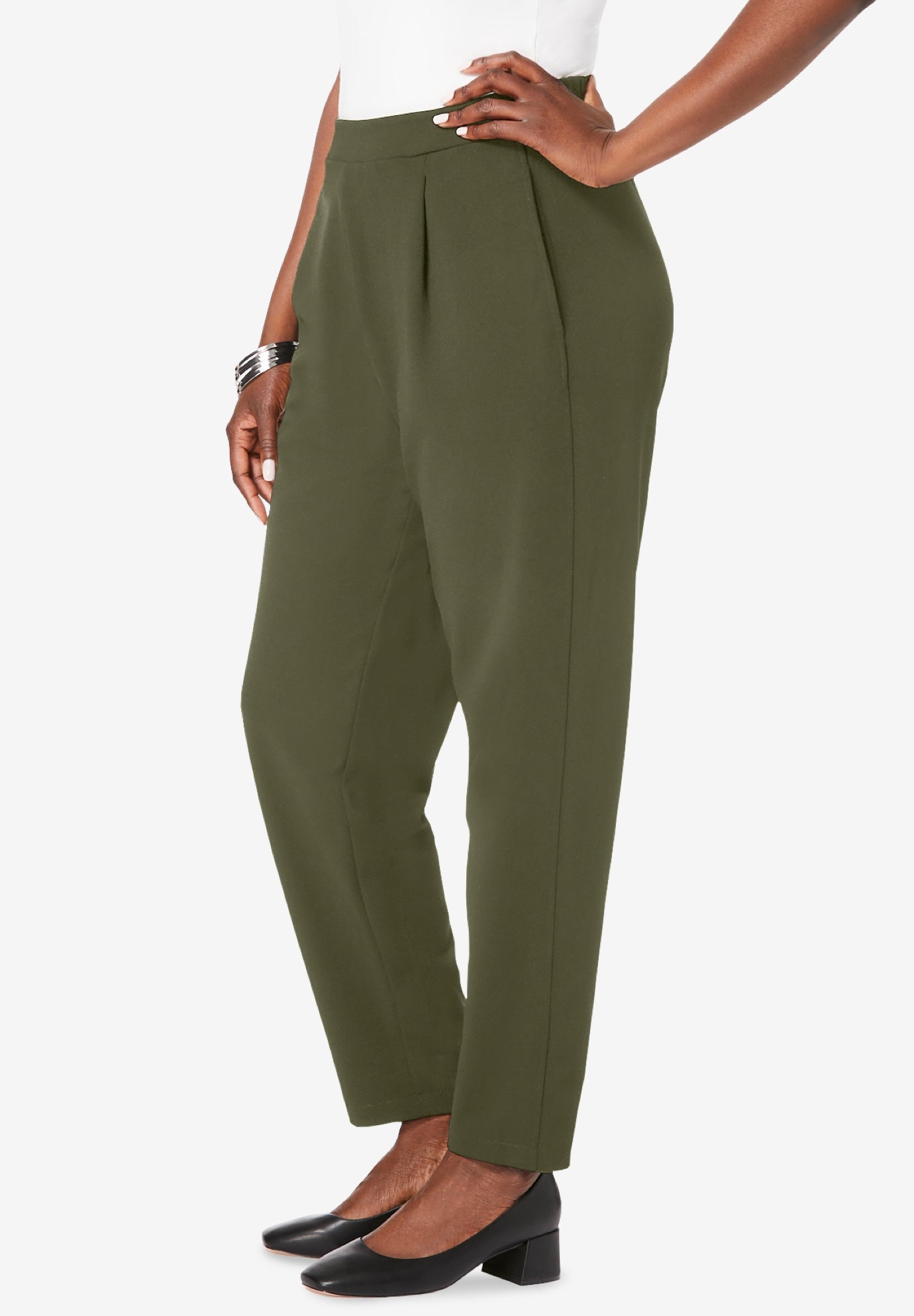 Stretch Knit Crepe Straight Leg Pants image number 1