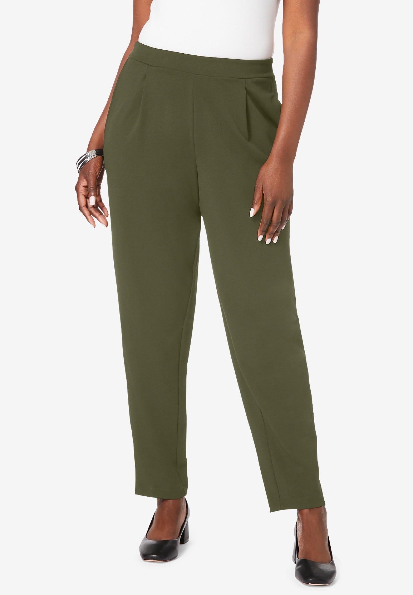 Stretch Knit Crepe Straight Leg Pants image number 0